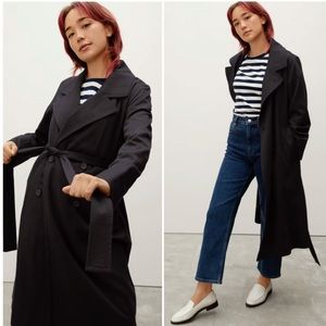 EVERLANE The Drape Trench Coat in Black Double
Breasted Long Length Small NWOT